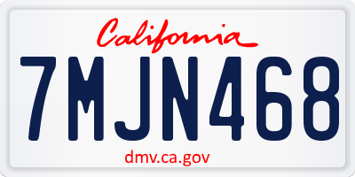 CA license plate 7MJN468