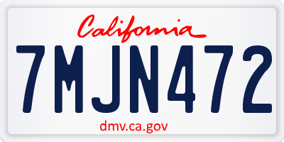 CA license plate 7MJN472