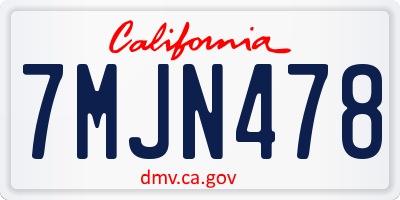 CA license plate 7MJN478