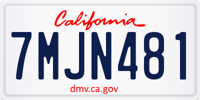 CA license plate 7MJN481