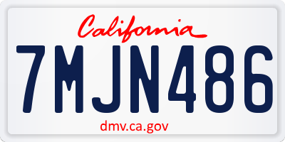 CA license plate 7MJN486