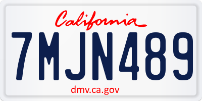 CA license plate 7MJN489