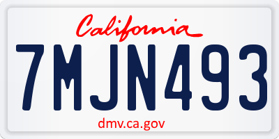 CA license plate 7MJN493