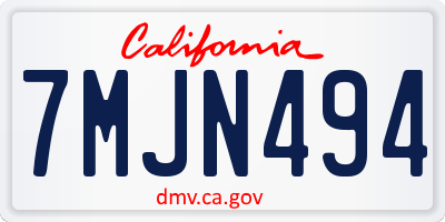 CA license plate 7MJN494