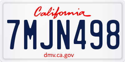 CA license plate 7MJN498