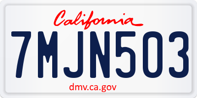 CA license plate 7MJN503