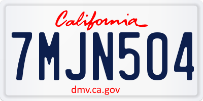 CA license plate 7MJN504