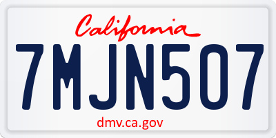 CA license plate 7MJN507