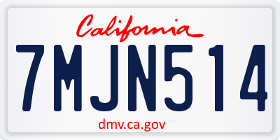 CA license plate 7MJN514