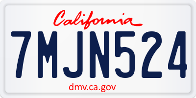 CA license plate 7MJN524