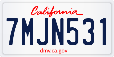 CA license plate 7MJN531