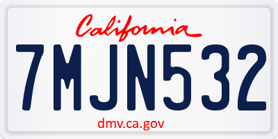 CA license plate 7MJN532