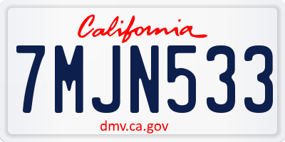 CA license plate 7MJN533