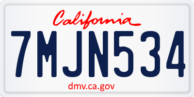 CA license plate 7MJN534