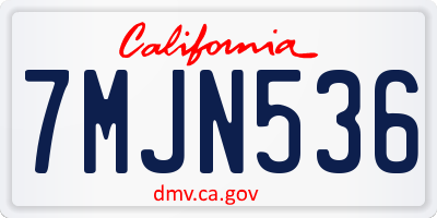 CA license plate 7MJN536