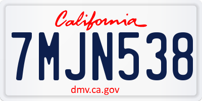 CA license plate 7MJN538