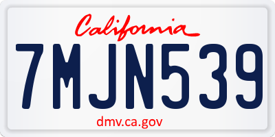 CA license plate 7MJN539