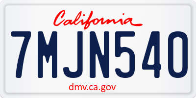 CA license plate 7MJN540