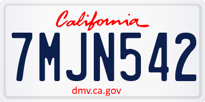 CA license plate 7MJN542