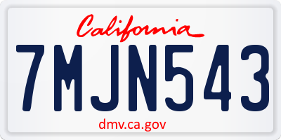 CA license plate 7MJN543