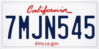 CA license plate 7MJN545