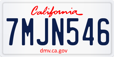 CA license plate 7MJN546