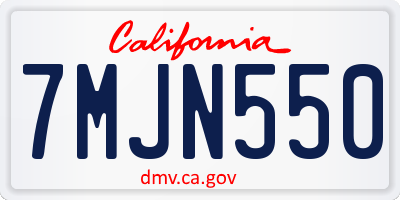 CA license plate 7MJN550