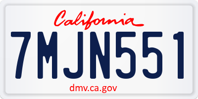 CA license plate 7MJN551