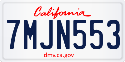 CA license plate 7MJN553