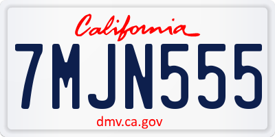 CA license plate 7MJN555