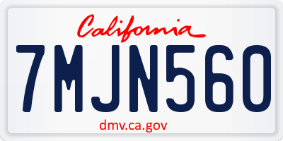 CA license plate 7MJN560