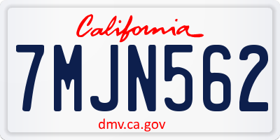 CA license plate 7MJN562