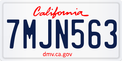 CA license plate 7MJN563