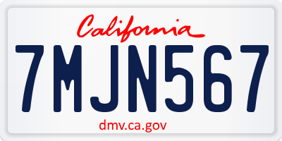 CA license plate 7MJN567