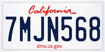 CA license plate 7MJN568