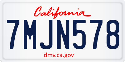 CA license plate 7MJN578