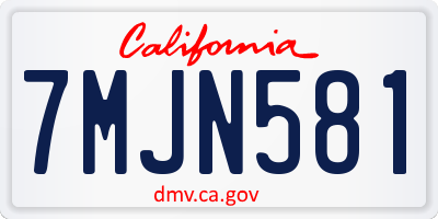 CA license plate 7MJN581