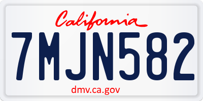 CA license plate 7MJN582