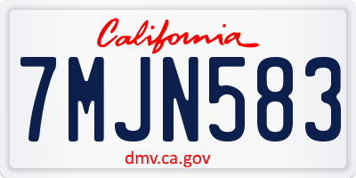 CA license plate 7MJN583