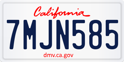 CA license plate 7MJN585