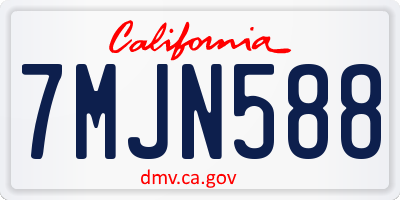 CA license plate 7MJN588