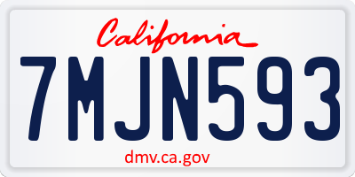 CA license plate 7MJN593