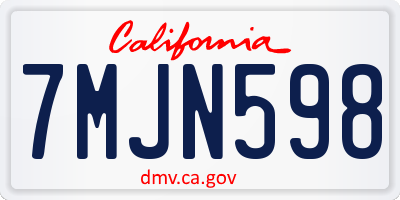 CA license plate 7MJN598