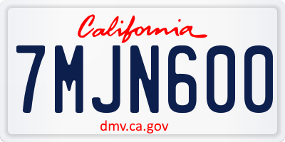 CA license plate 7MJN600