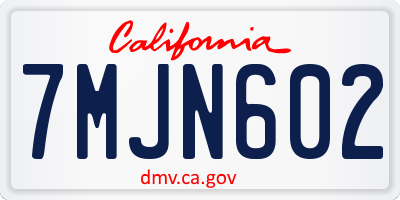 CA license plate 7MJN602