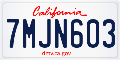 CA license plate 7MJN603