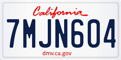 CA license plate 7MJN604