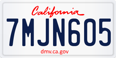 CA license plate 7MJN605