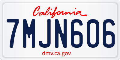 CA license plate 7MJN606