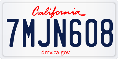 CA license plate 7MJN608